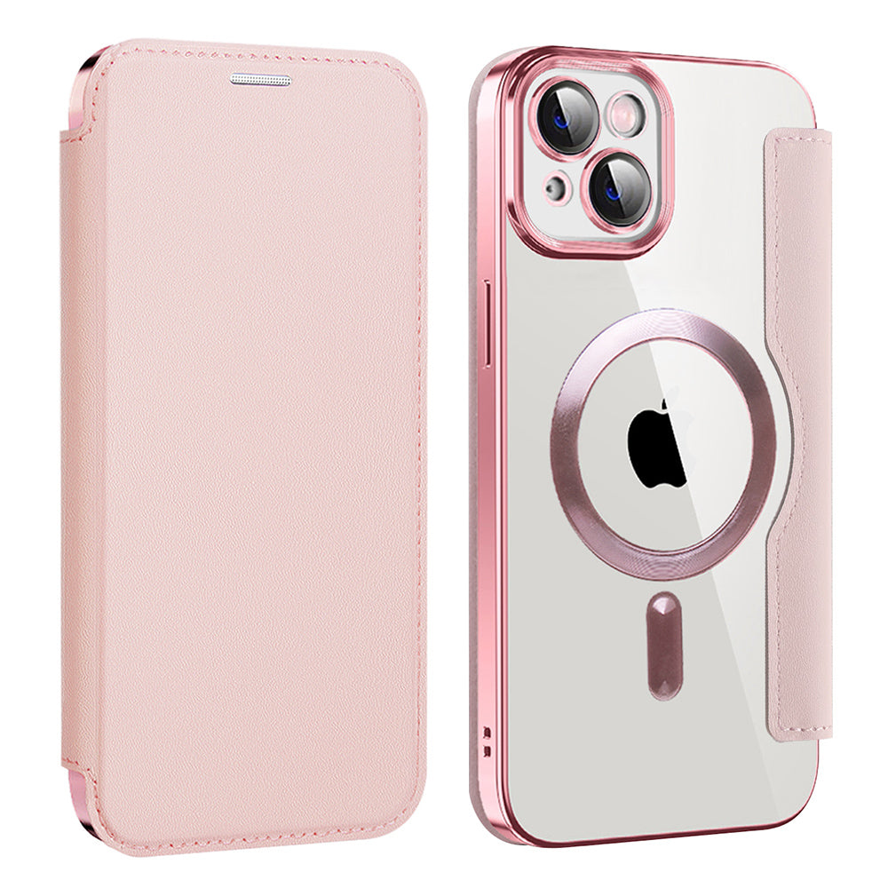 Husa de protectie Techsuit SmartMag Book compatibil cu iPhone 14 Plus, Roz