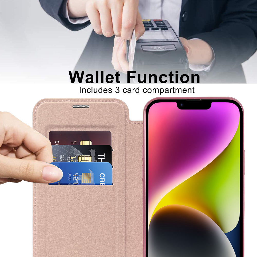 Husa de protectie Techsuit SmartMag Book compatibil cu iPhone 14 Plus, Roz