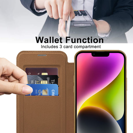 Husa de protectie Techsuit SmartMag Book compatibil cu iPhone 14 Plus, Maro
