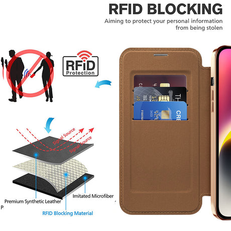 Husa de protectie Techsuit SmartMag Book compatibil cu iPhone 14 Plus, Maro