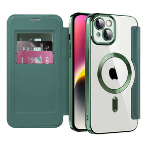 Husa de protectie Techsuit SmartMag Book compatibil cu iPhone 14 Plus, Verde
