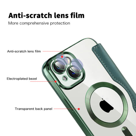 Husa de protectie Techsuit SmartMag Book compatibil cu iPhone 14 Plus, Verde