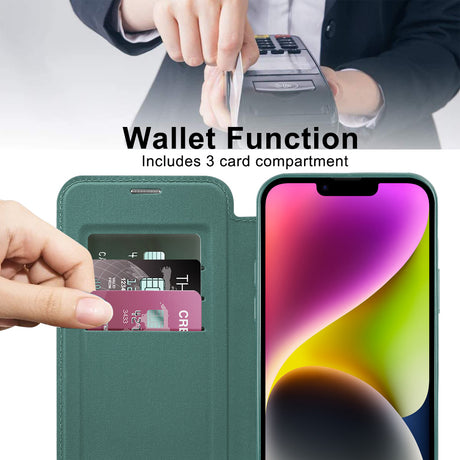 Husa de protectie Techsuit SmartMag Book compatibil cu iPhone 14 Plus, Verde