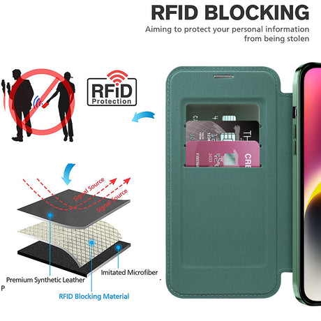 Husa de protectie Techsuit SmartMag Book compatibil cu iPhone 14 Plus, Verde