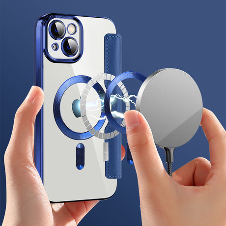 Husa de protectie Techsuit SmartMag Book compatibil cu iPhone 14 Plus, Albastru