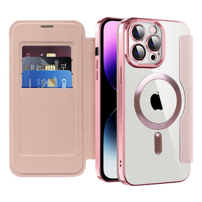 Husa de protectie Techsuit SmartMag Book compatibil cu iPhone 14 Pro Max, Roz