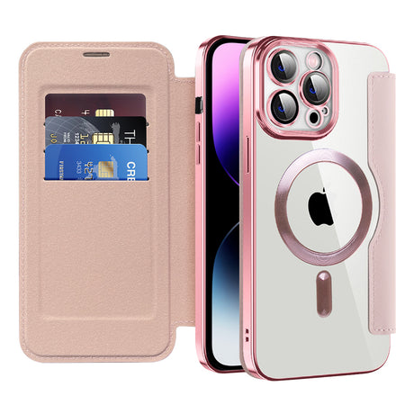 Husa de protectie Techsuit SmartMag Book compatibil cu iPhone 14 Pro Max, Roz