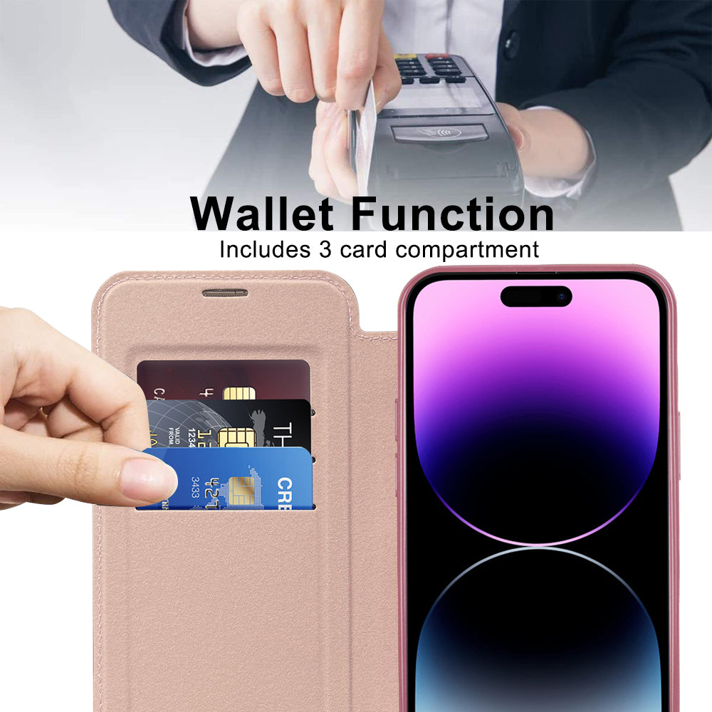 Husa de protectie Techsuit SmartMag Book compatibil cu iPhone 14 Pro Max, Roz