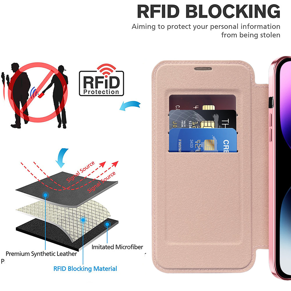 Husa de protectie Techsuit SmartMag Book compatibil cu iPhone 14 Pro Max, Roz