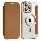 Husa de protectie Techsuit SmartMag Book compatibil cu iPhone 14 Pro Max, Maro