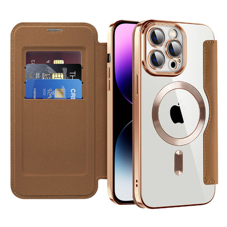 Husa de protectie Techsuit SmartMag Book compatibil cu iPhone 14 Pro Max, Maro