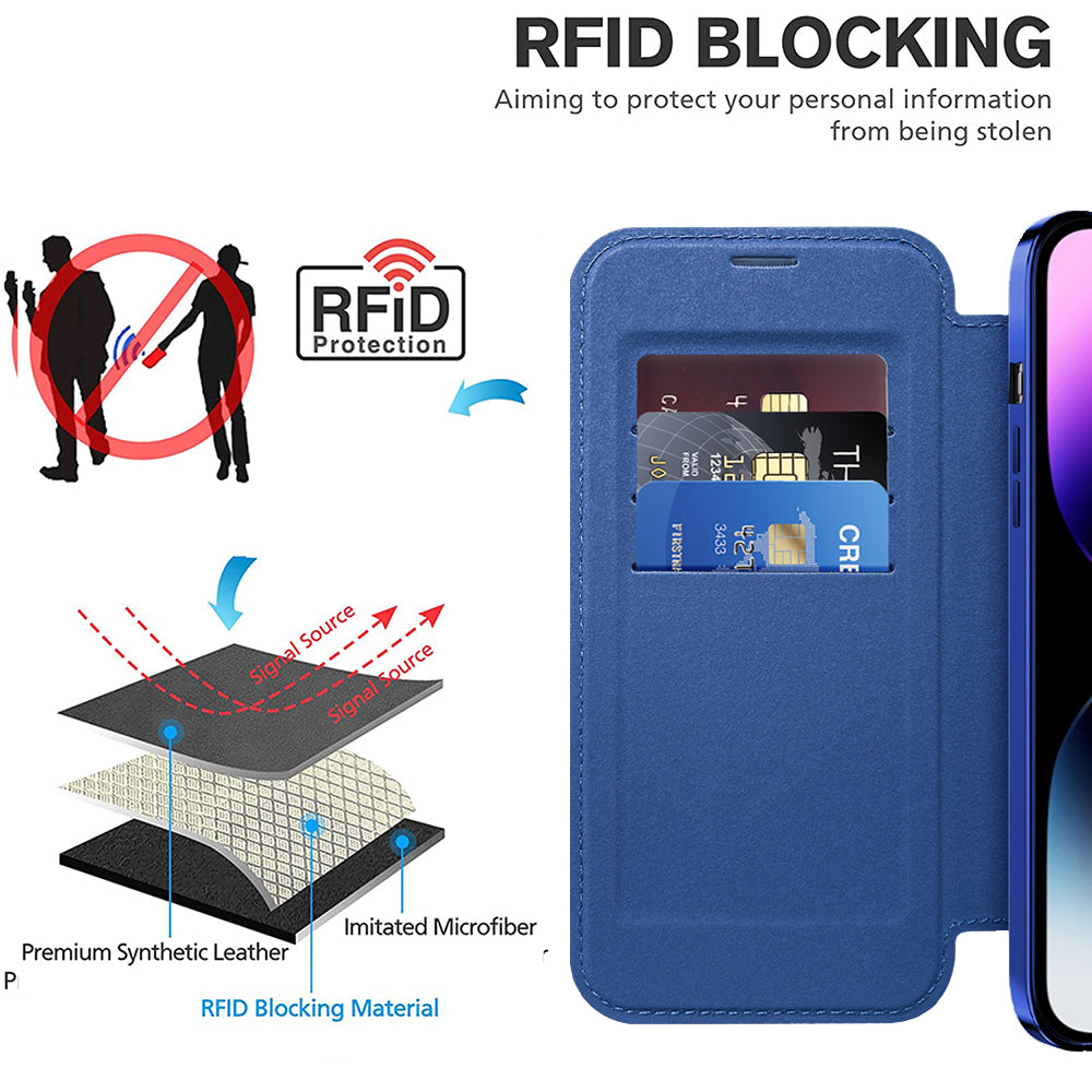 Husa de protectie Techsuit SmartMag Book compatibil cu iPhone 14 Pro Max, Albastru