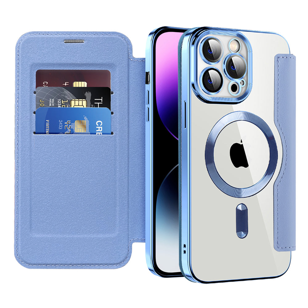 Husa de protectie Techsuit SmartMag Book compatibil cu iPhone 14 Pro Max, Albastru Deschis
