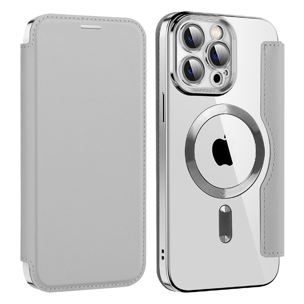 Husa de protectie Techsuit SmartMag Book compatibil cu iPhone 14 Pro Max, Gri