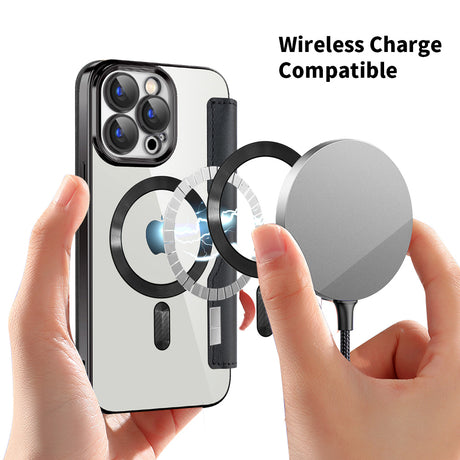 Husa de protectie Techsuit SmartMag Book compatibil cu iPhone 15 Pro, Negru