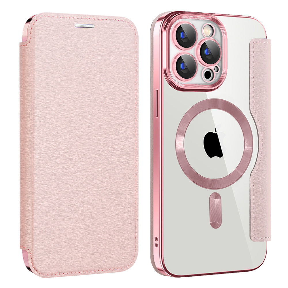 Husa de protectie Techsuit SmartMag Book compatibil cu iPhone 15 Pro, Roz