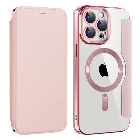 Husa de protectie Techsuit SmartMag Book compatibil cu iPhone 15 Pro, Roz