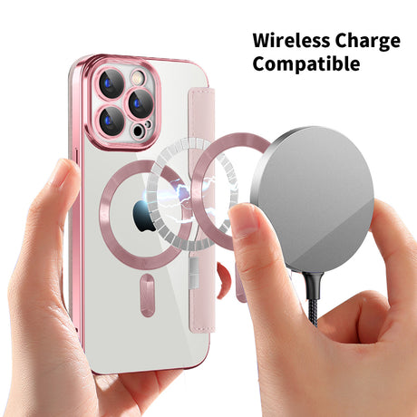 Husa de protectie Techsuit SmartMag Book compatibil cu iPhone 15 Pro, Roz