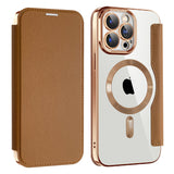Husa de protectie Techsuit SmartMag Book compatibil cu iPhone 15 Pro, Maro