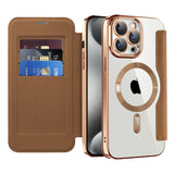 Husa de protectie Techsuit SmartMag Book compatibil cu iPhone 15 Pro, Maro