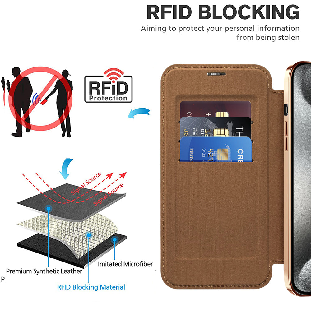 Husa de protectie Techsuit SmartMag Book compatibil cu iPhone 15 Pro, Maro