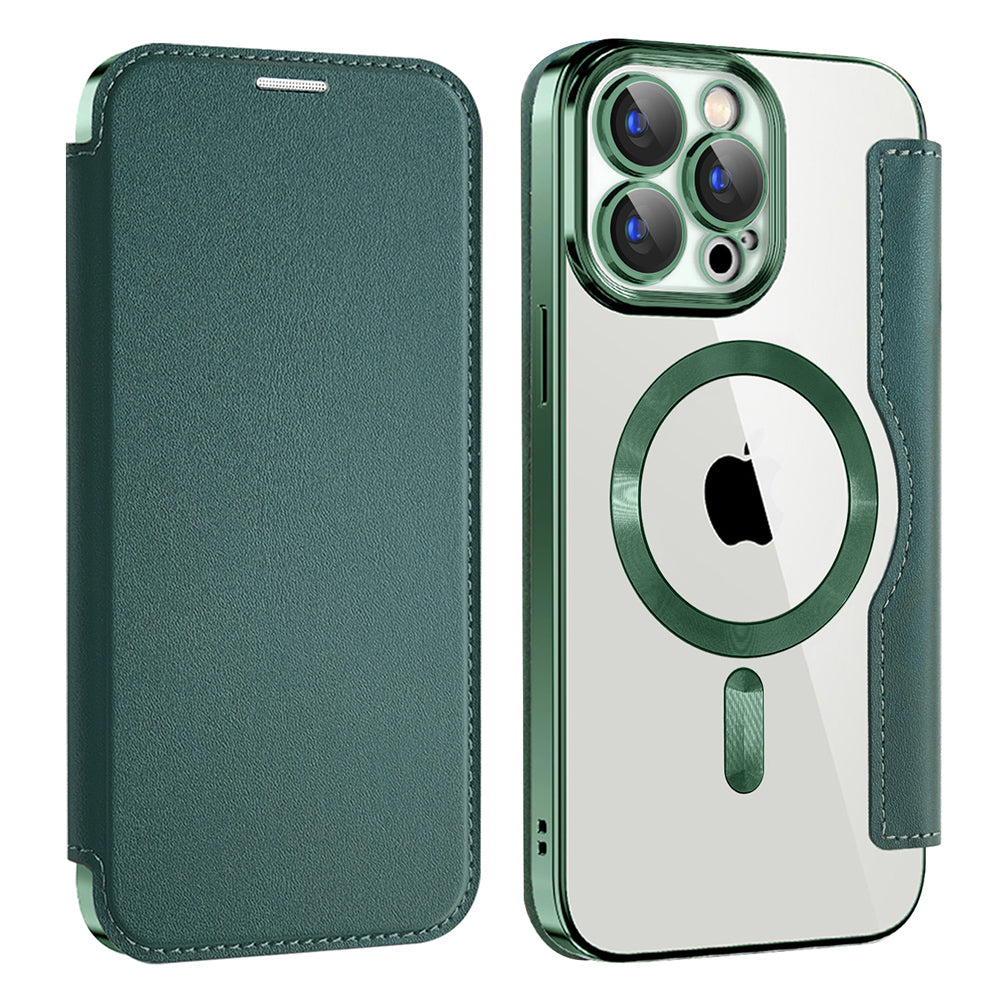 Husa de protectie Techsuit SmartMag Book compatibil cu iPhone 15 Pro, Verde