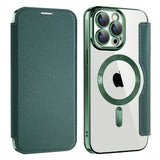 Husa de protectie Techsuit SmartMag Book compatibil cu iPhone 15 Pro, Verde