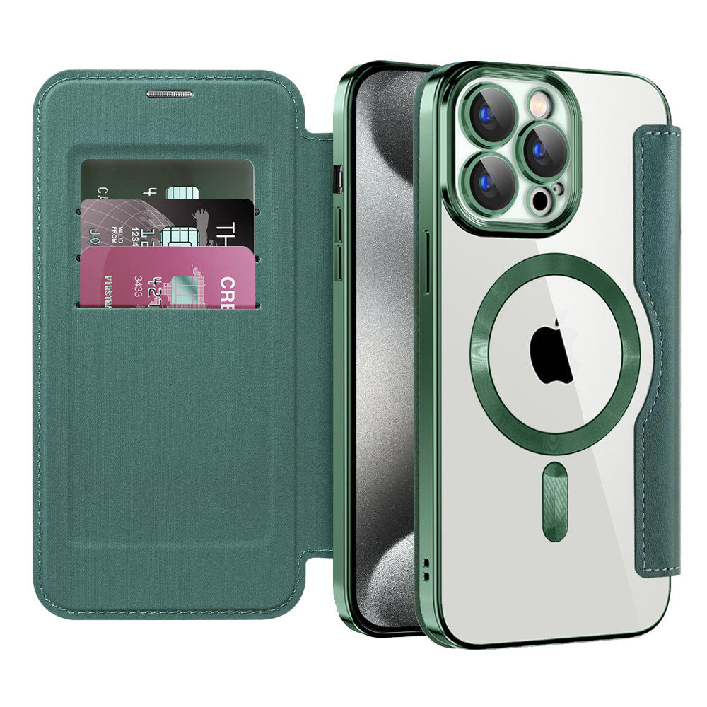 Husa de protectie Techsuit SmartMag Book compatibil cu iPhone 15 Pro, Verde