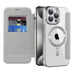 Husa de protectie Techsuit SmartMag Book compatibil cu iPhone 15 Pro, Gri