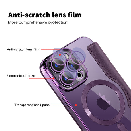 Husa de protectie Techsuit SmartMag Book compatibil cu iPhone 15 Pro, Mov