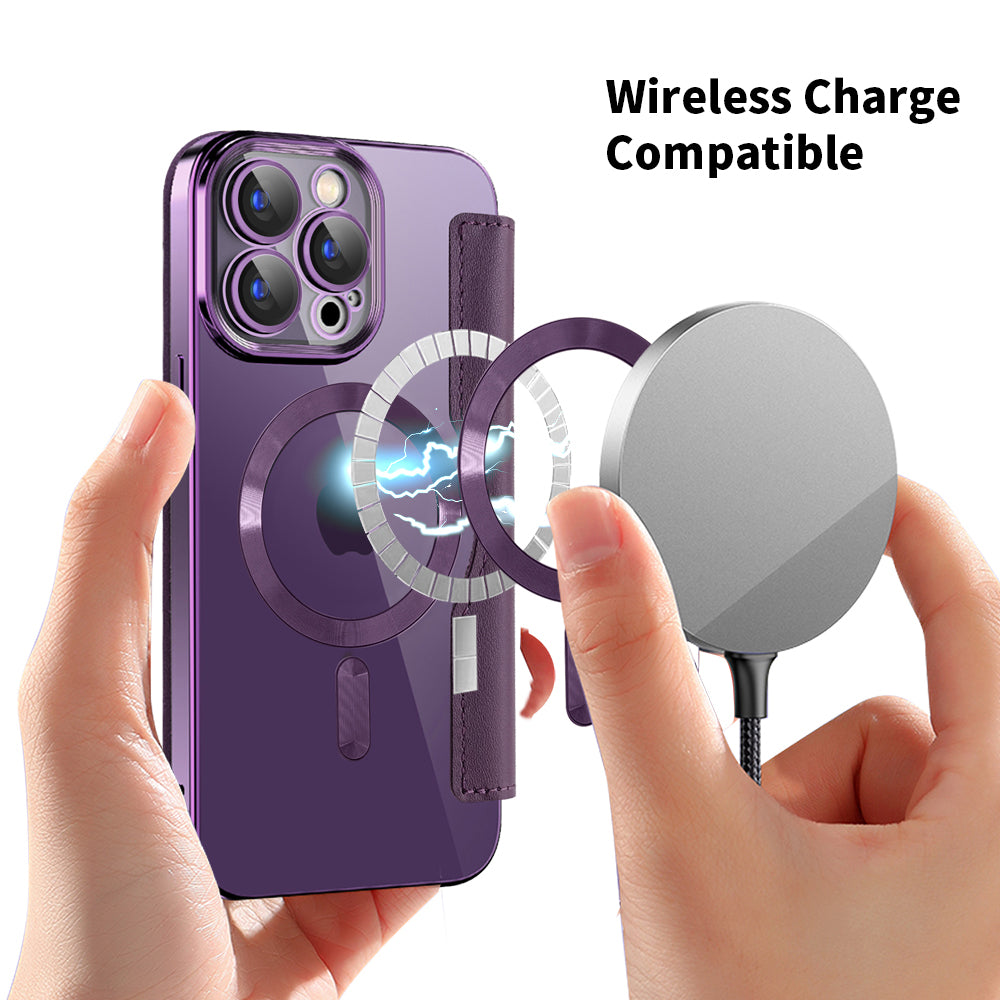 Husa de protectie Techsuit SmartMag Book compatibil cu iPhone 15 Pro, Mov
