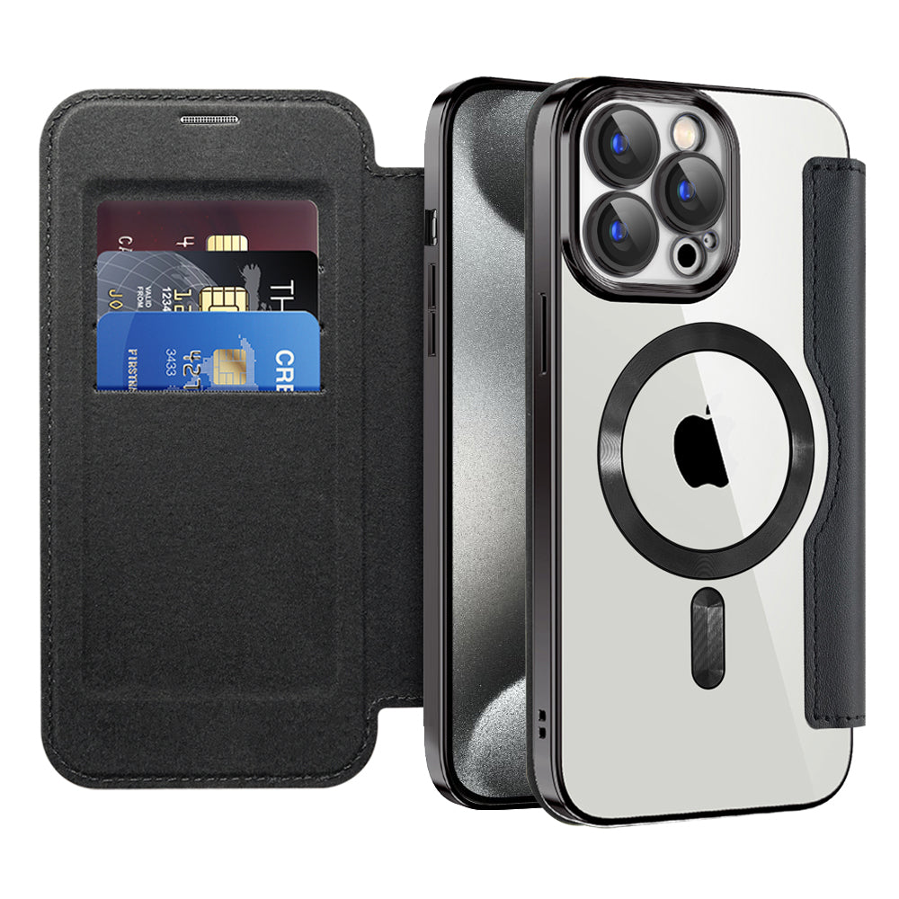 Husa de protectie Techsuit SmartMag Book compatibil cu iPhone 15 Pro Max, Negru