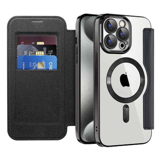 Husa de protectie Techsuit SmartMag Book compatibil cu iPhone 15 Pro Max, Negru