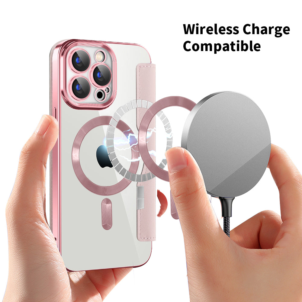 Husa de protectie Techsuit SmartMag Book compatibil cu iPhone 15 Pro Max, Roz