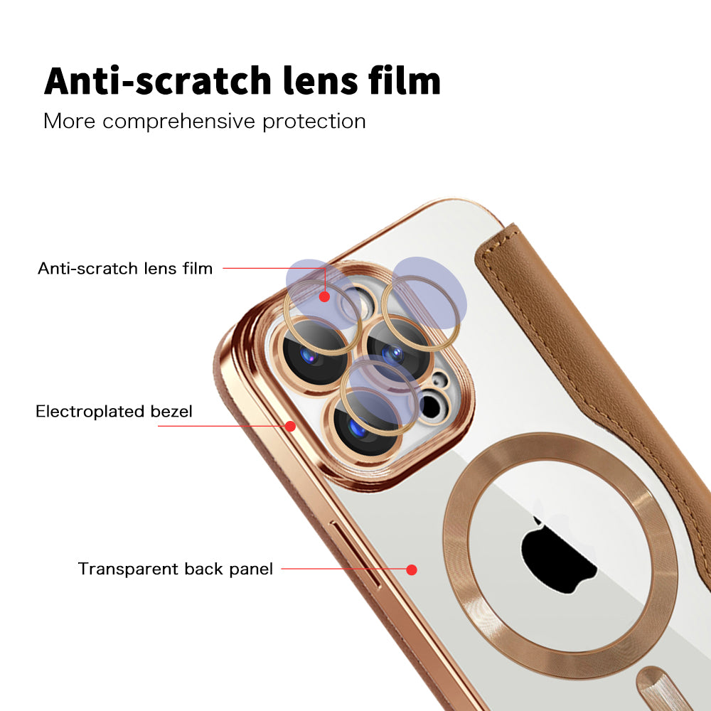 Husa de protectie Techsuit SmartMag Book compatibil cu iPhone 15 Pro Max, Maro