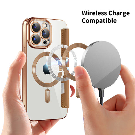 Husa de protectie Techsuit SmartMag Book compatibil cu iPhone 15 Pro Max, Maro