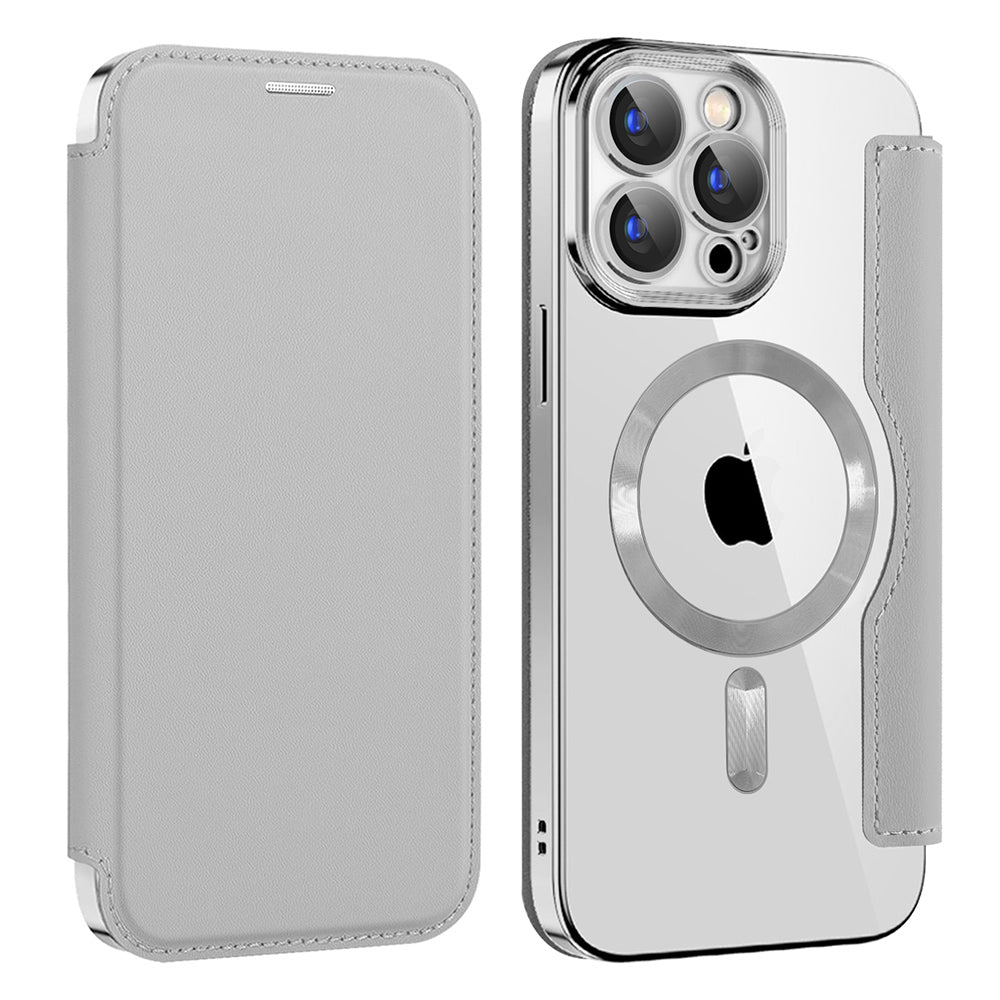 Husa de protectie Techsuit SmartMag Book compatibil cu iPhone 15 Pro Max, Gri