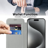 Husa de protectie Techsuit SmartMag Book compatibil cu iPhone 15 Pro Max, Gri