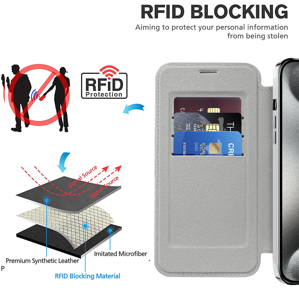 Husa de protectie Techsuit SmartMag Book compatibil cu iPhone 15 Pro Max, Gri