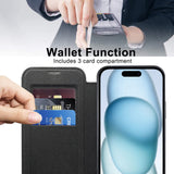 Husa de protectie Techsuit SmartMag Book compatibil cu iPhone 15, Negru