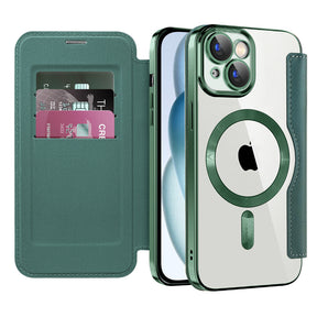 Husa de protectie Techsuit SmartMag Book compatibil cu iPhone 15, Verde