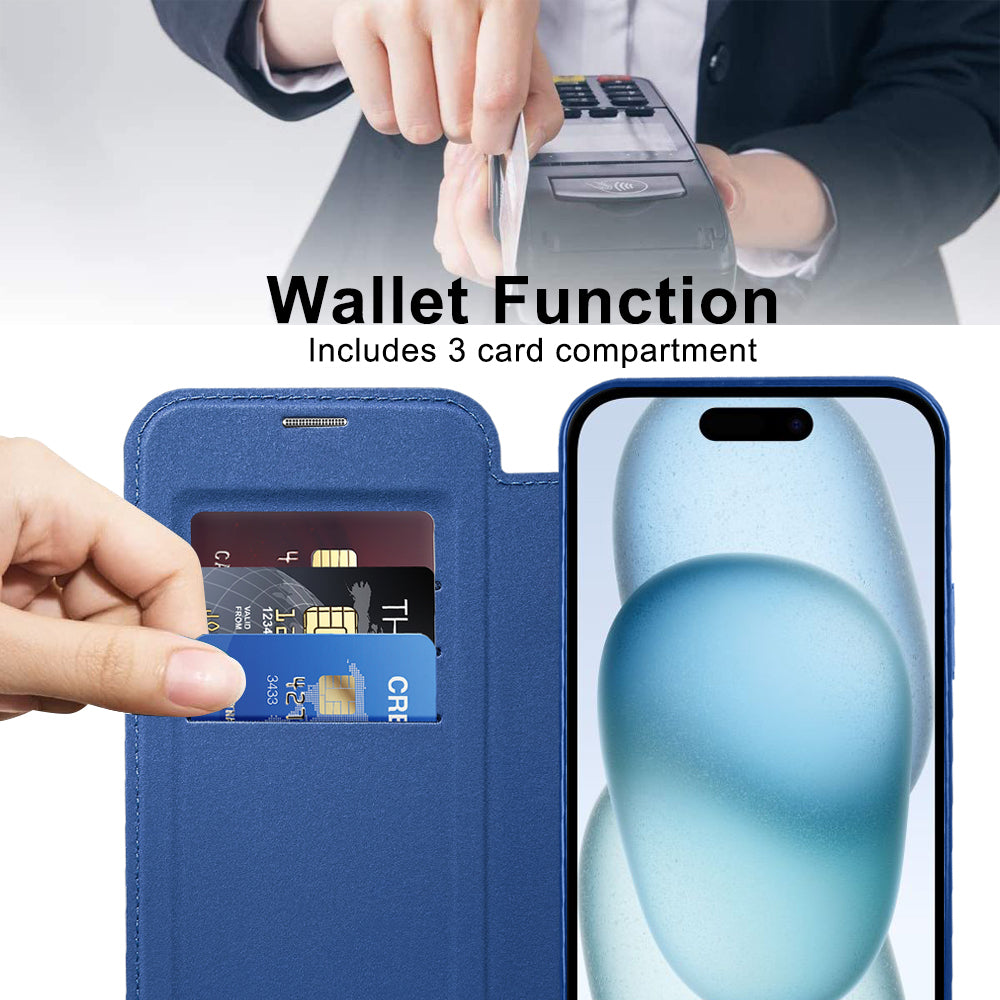 Husa de protectie Techsuit SmartMag Book compatibil cu iPhone 15, Albastru