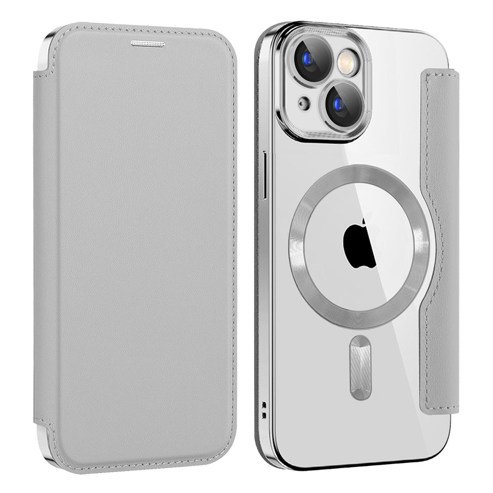 Husa de protectie Techsuit SmartMag Book compatibil cu iPhone 15, Gri