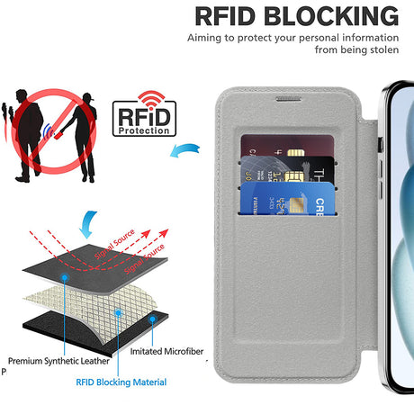 Husa de protectie Techsuit SmartMag Book compatibil cu iPhone 15, Gri