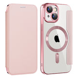 Husa de protectie Techsuit SmartMag Book compatibil cu iPhone 15 Plus, Roz