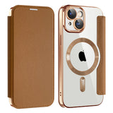 Husa de protectie Techsuit SmartMag Book compatibil cu iPhone 15 Plus, Maro