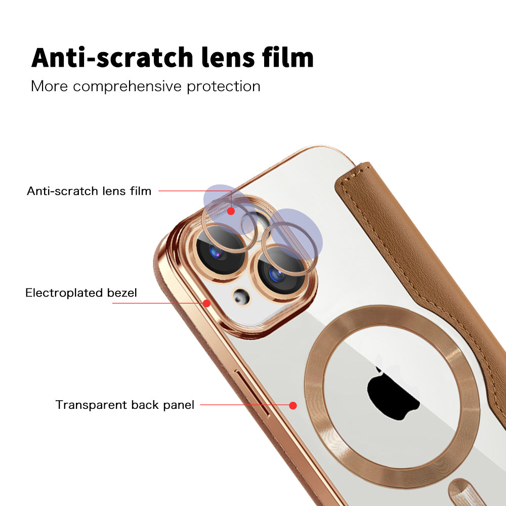 Husa de protectie Techsuit SmartMag Book compatibil cu iPhone 15 Plus, Maro