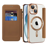 Husa de protectie Techsuit SmartMag Book compatibil cu iPhone 15 Plus, Maro