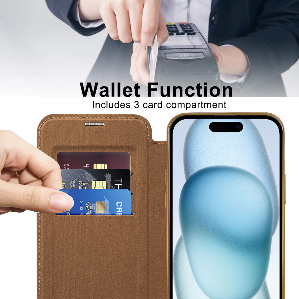 Husa de protectie Techsuit SmartMag Book compatibil cu iPhone 15 Plus, Maro