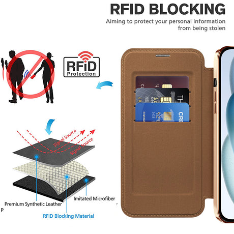 Husa de protectie Techsuit SmartMag Book compatibil cu iPhone 15 Plus, Maro